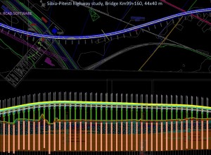 Sibiu-Pitesti highway study - Bridge Km99+160 - 44x40m - layout+longitudinal profile