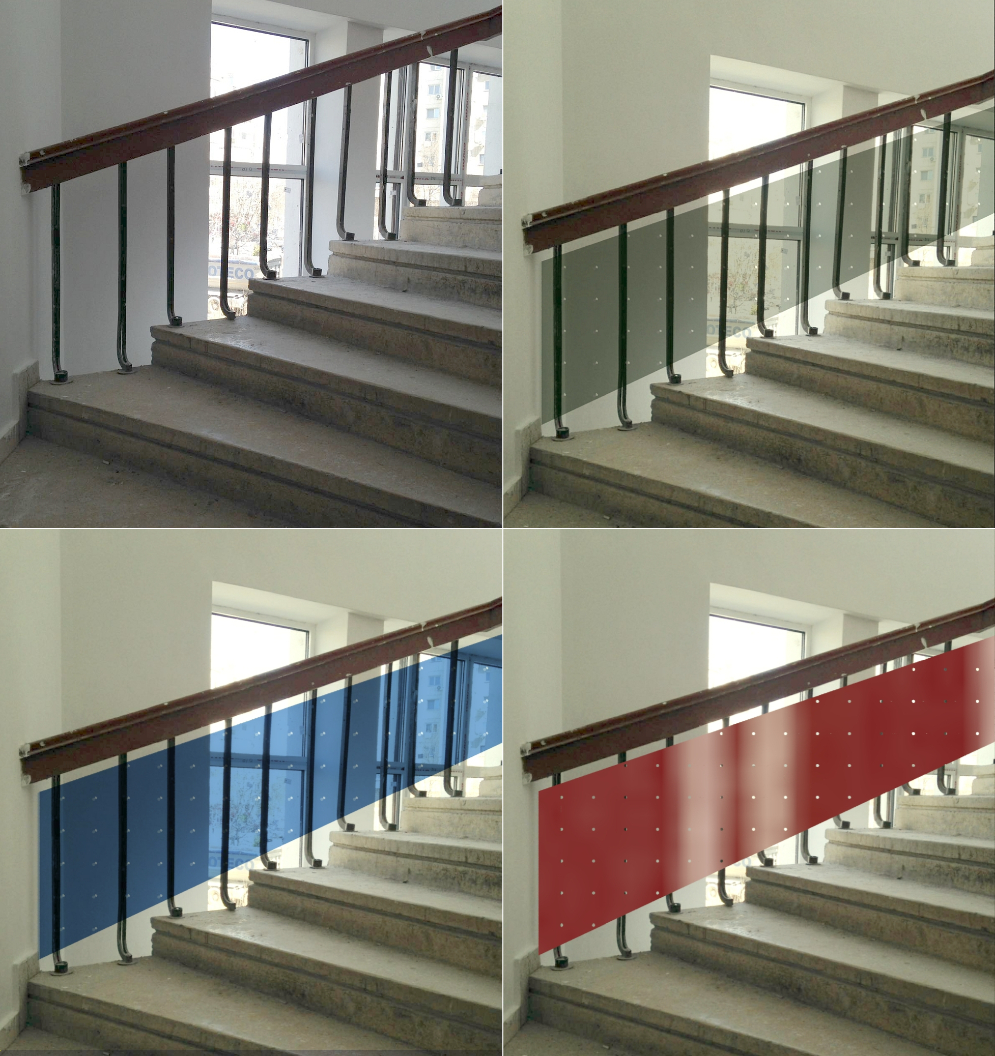 Transparent balustrade, an example of adding 3D objects to pictures
